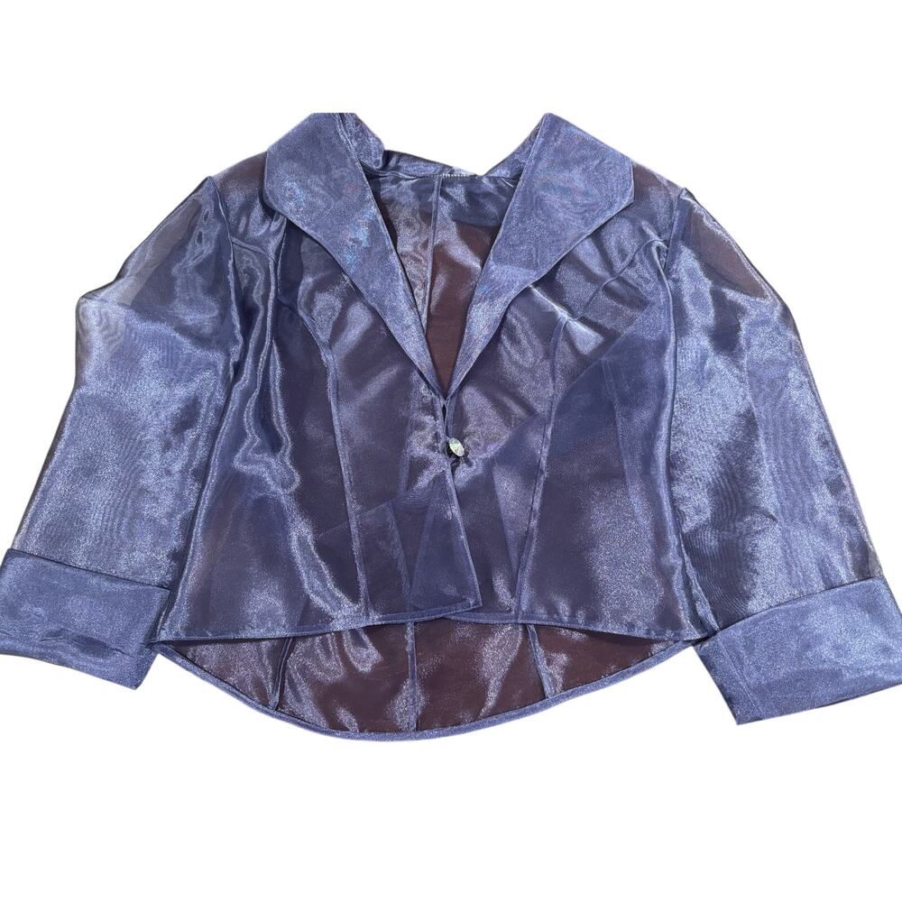 Alex Evenings Size 4 Periwinkle Shimmer Dress & Sheer Jacket Formal Set - Picture 14 of 16
